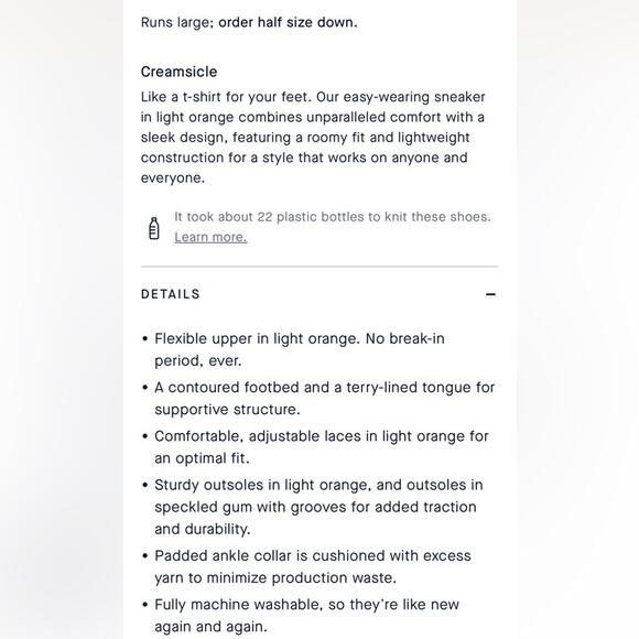 Rothy’s New Women’s RS02 Sneakers Athleisure Creamsicle Orange 9.5 - Picture 8 of 13